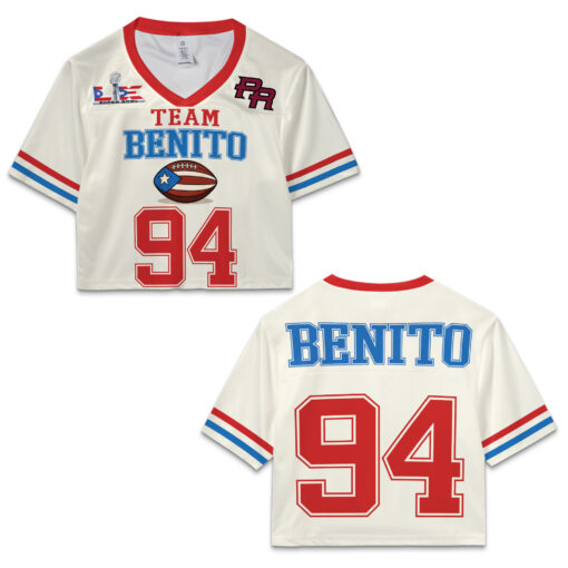 BeniTo All-Over Print Mesh Football Crop Top Jersey - Bad Bunny Jersey