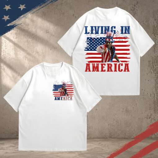 Apollo Creed Living In America T-shirt, Retro USA Shirt, 4th Of July, Funny Movie Quotes Tee, Gift For Independence Day