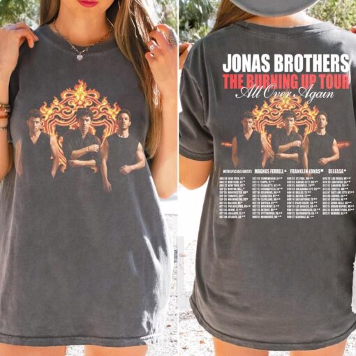 Jonas Brothers Burning Up Tour Shirt, Vintage Y2K Band Tee, Retro Concert Shirt, Jonas Brothers Fan Gift